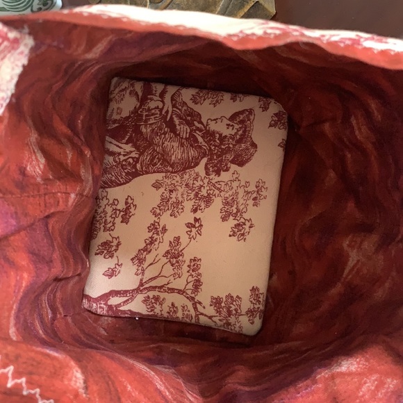 Red Toile Fabric small bucket bag - Picture 5 of 12